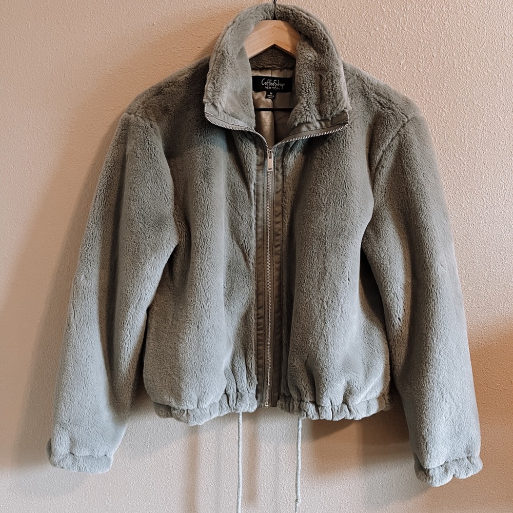 CoffeeShop Faux Fur Bomber Jacket